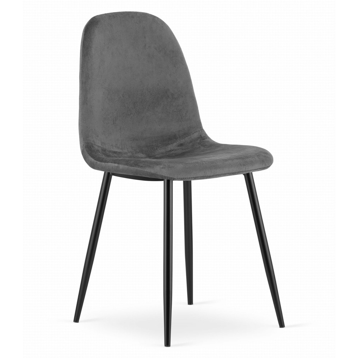Sedia Como in velluto grigio scuro con gambe nere