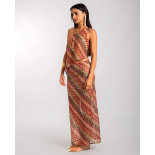 Falda midi punto calado