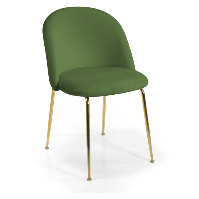 Sedia Sammi Vacchetti in velluto verde con struttura oro cm50x57h77,5