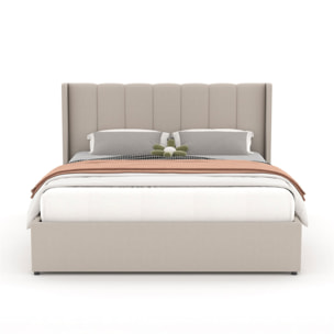 Lit coffre design 160x200cm en velours beige CARSON