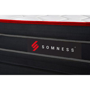 Ensemble matelas BOOST ressorts ensachés et mémoire de forme + sommier kit noir
