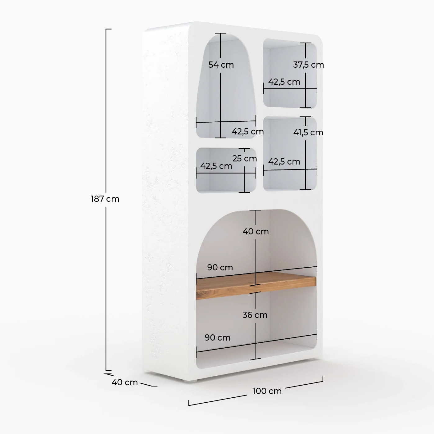 Bibliothèque en béton blanc cassé - Fira