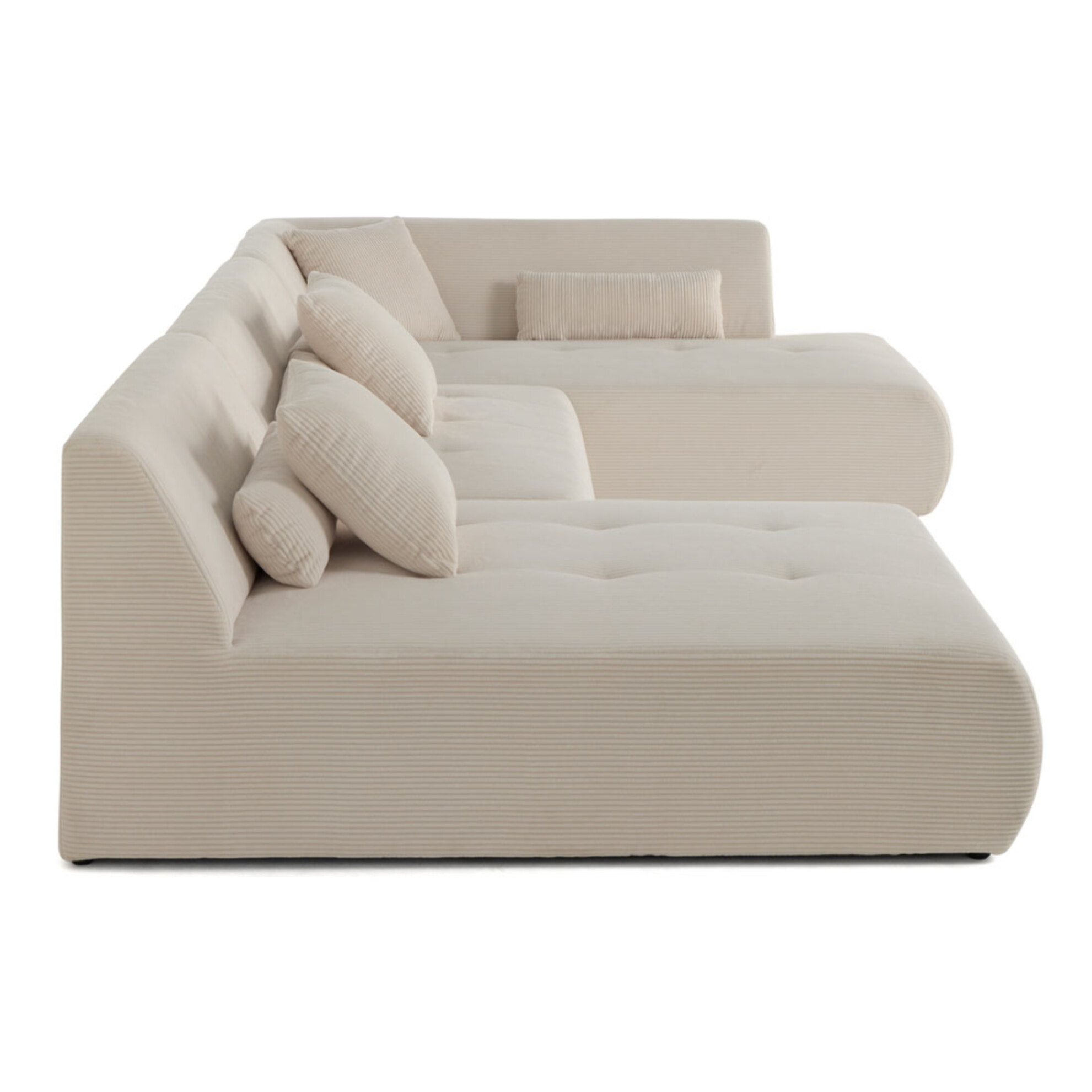 Onyx - canapé panoramique modulable d'angle droit 7 places - en velours côtelé - Beige
