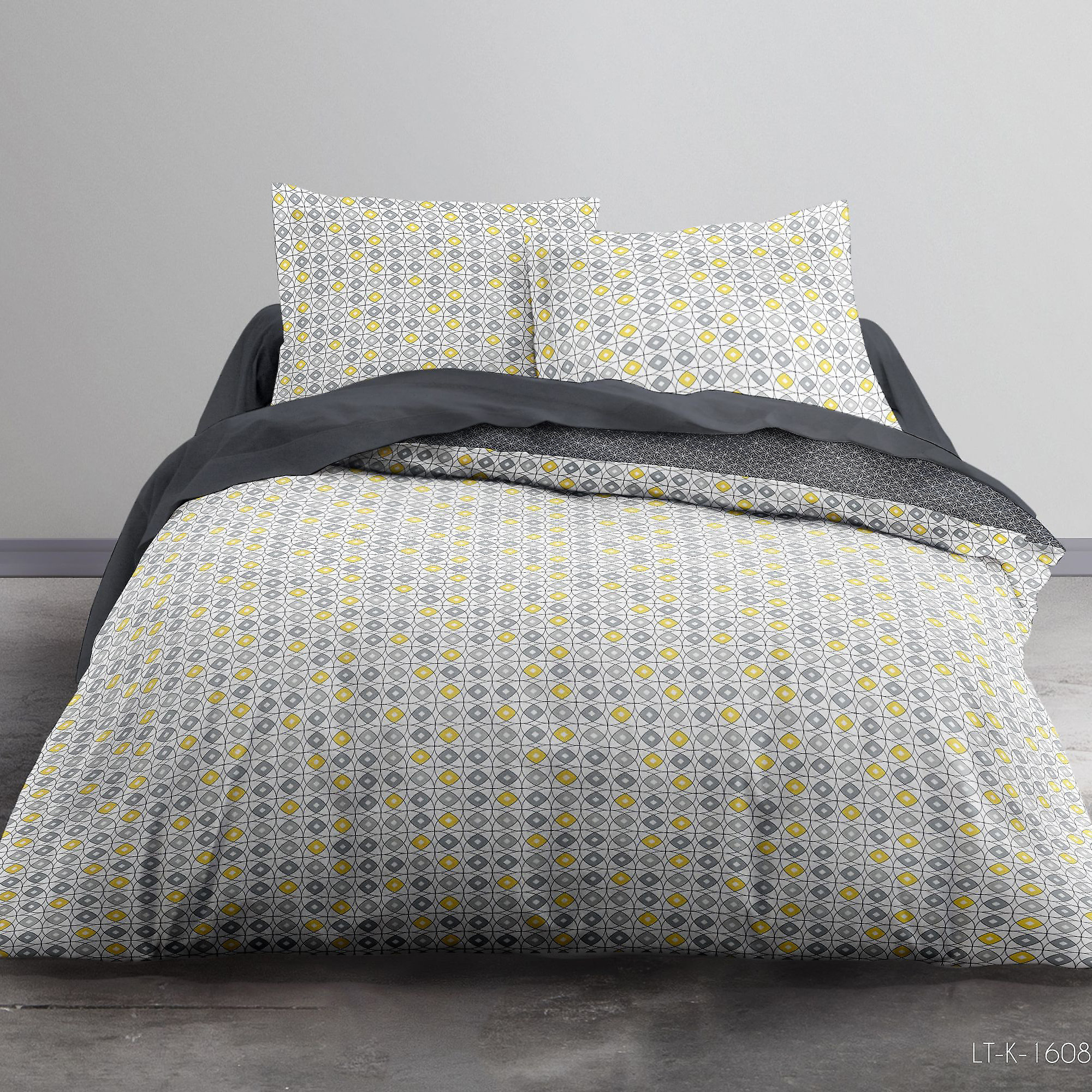 Parure Housse De Couette 3pcs 100% coton 57fils Gris