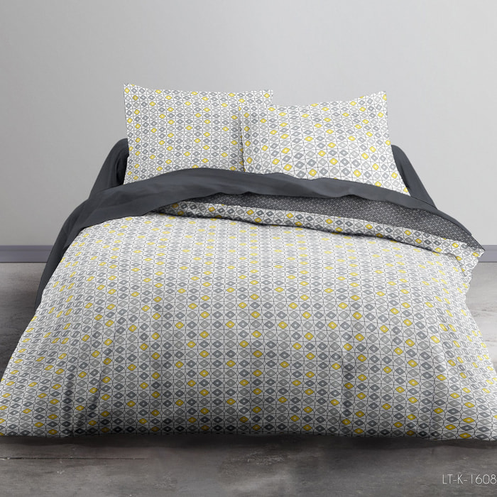 Parure Housse De Couette 3pcs 100% coton 57fils Gris