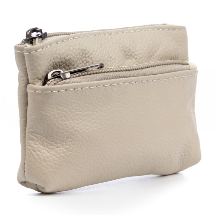 Atrani portafoglio con doppio scomparto in pelle Dollaro. Portachiavi interno.