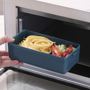 Lunch box ermetico con 2 altezze per conservare gli alimenti. Include posate. Adatto al microonde