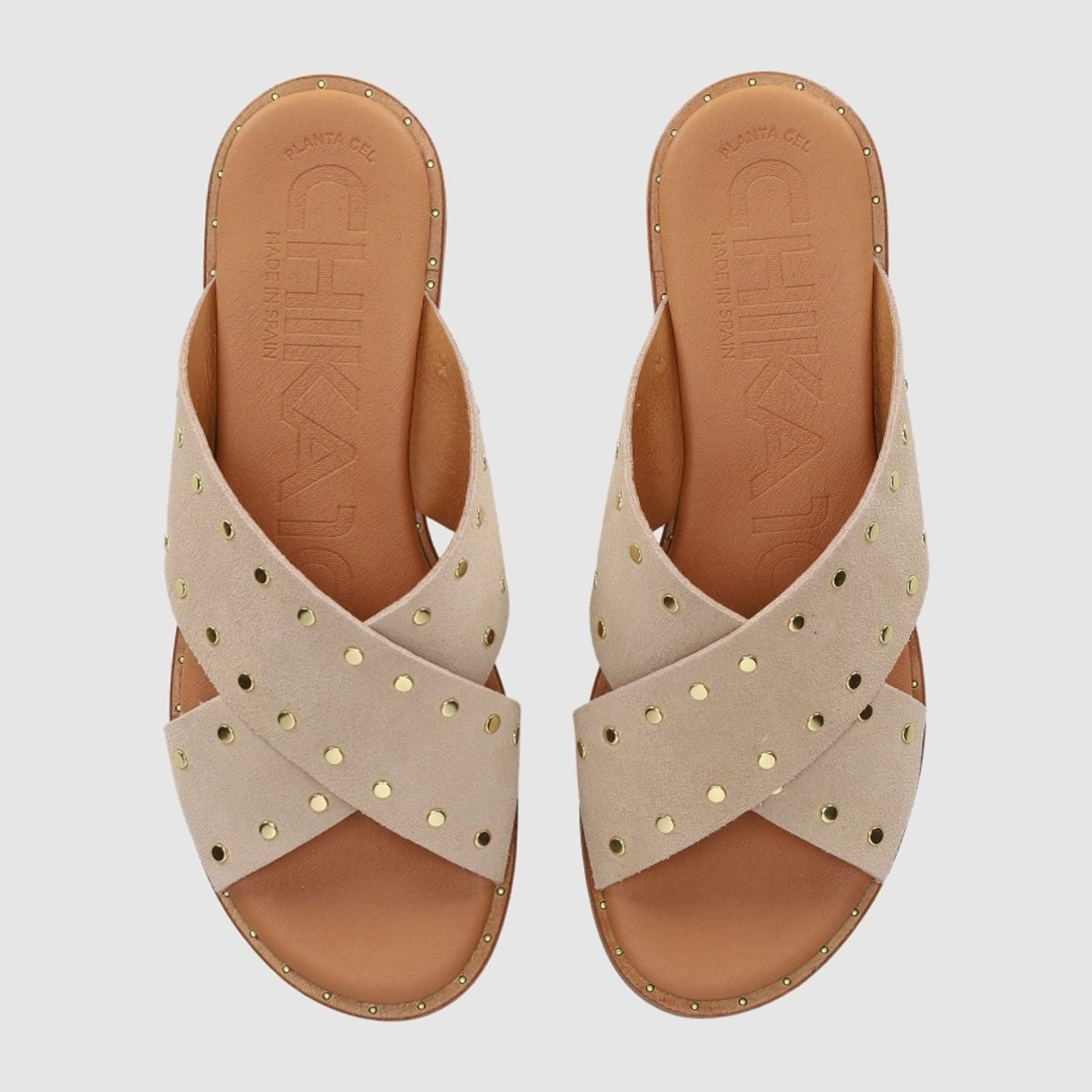 Sandalias de Serraje - Beig - Tacón: Bajo