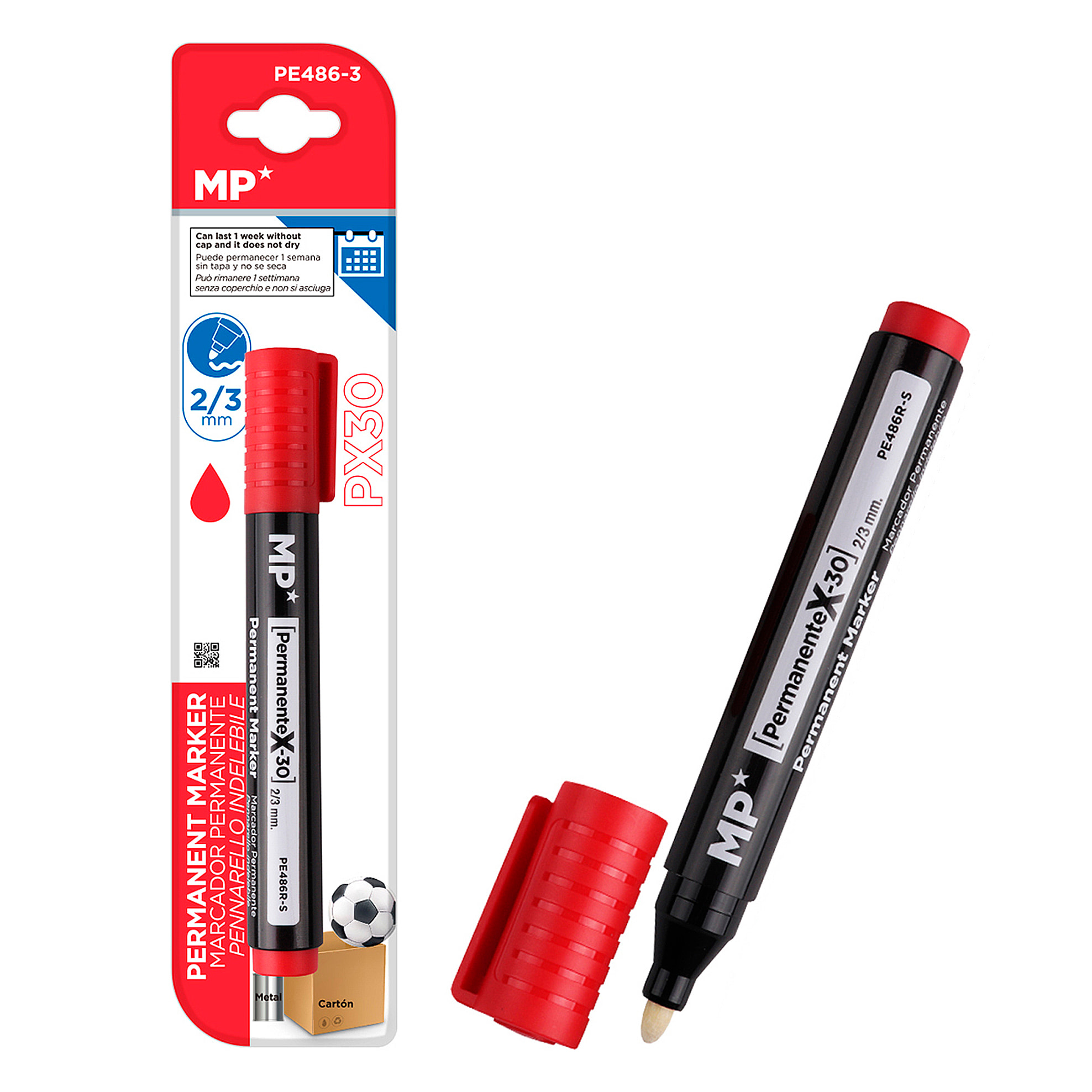 PACK 12 MARCATORI PERMANENTI ROSSO NO DRY