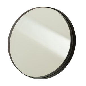 J-Line Miroir Rond Bord Metal Noir Large