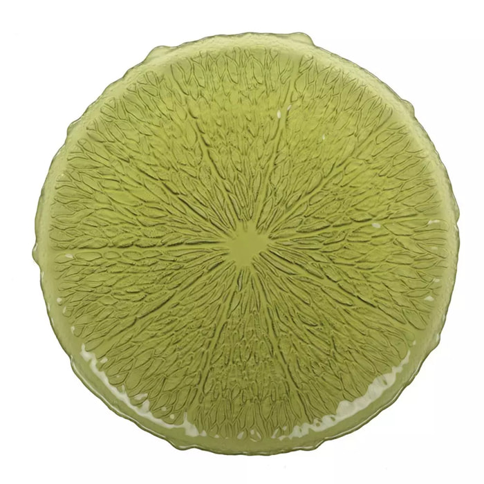 Lot de 6 Assiette plate verte 28cm - citron