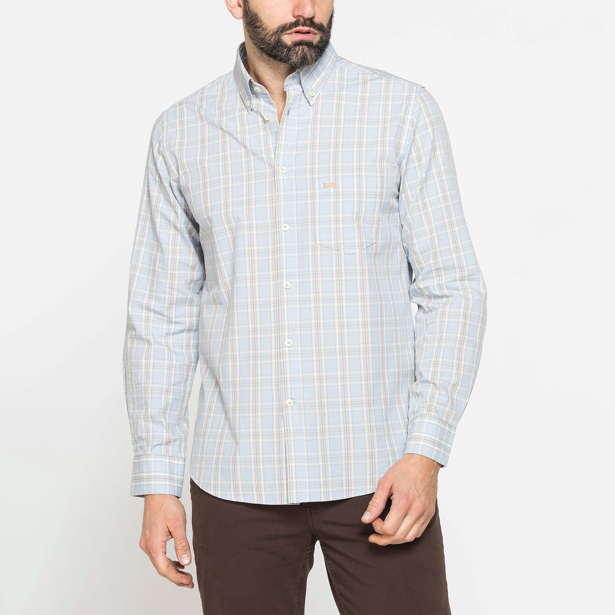 CAMICIA BUTTON-DOWN CON MANICA LUNGA E TASCHINO