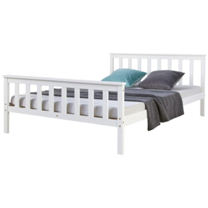 Letto piazza e mezzo in legno massiccio bianco con rete a doghe HomeStyle4U Multicolor