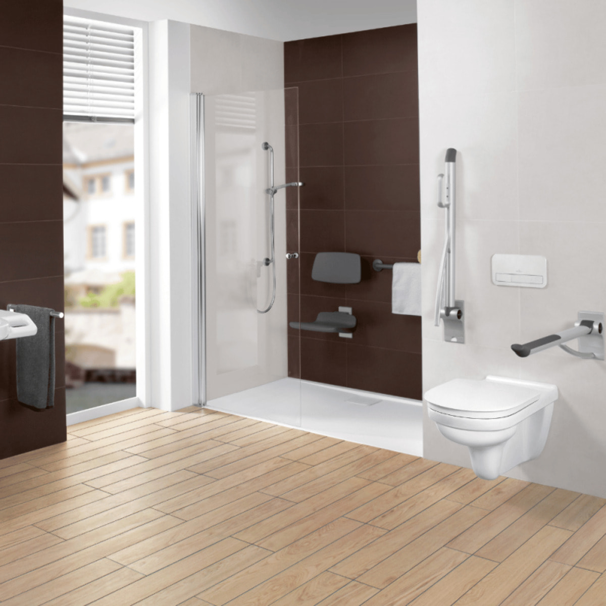 Cuvette WC suspendu PMR sans bride VILLEROY & BOCH ViCare blanc + Abattant WC amovible frein de chute