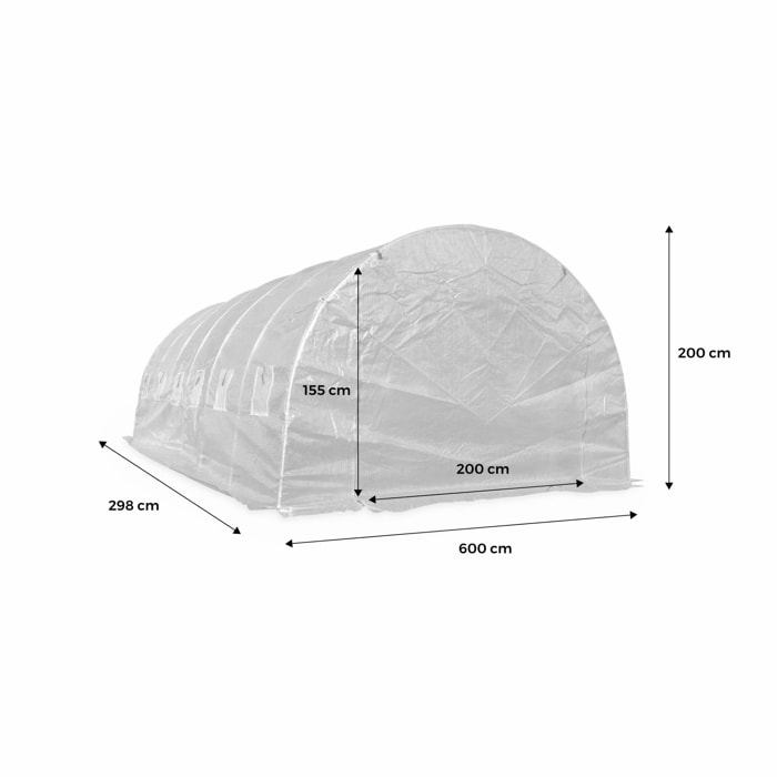 Bâche de remplacement pour serre de jardin tunnel Romarin 18m². film de serre