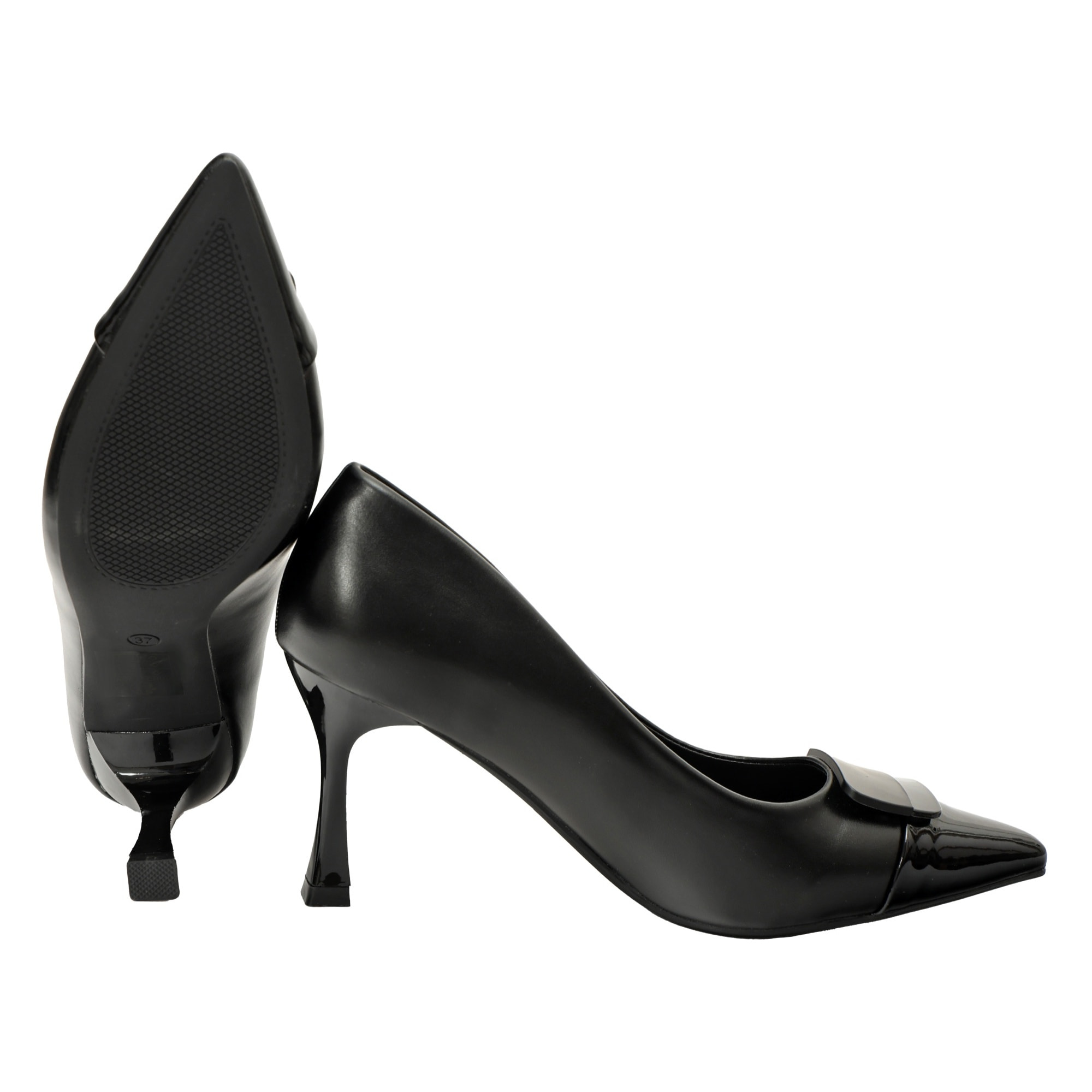 Decolletè in simil pelle con applicazione