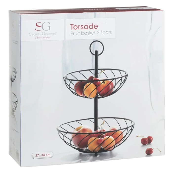 Corbeille torsade 2 étages métal 22/27cm