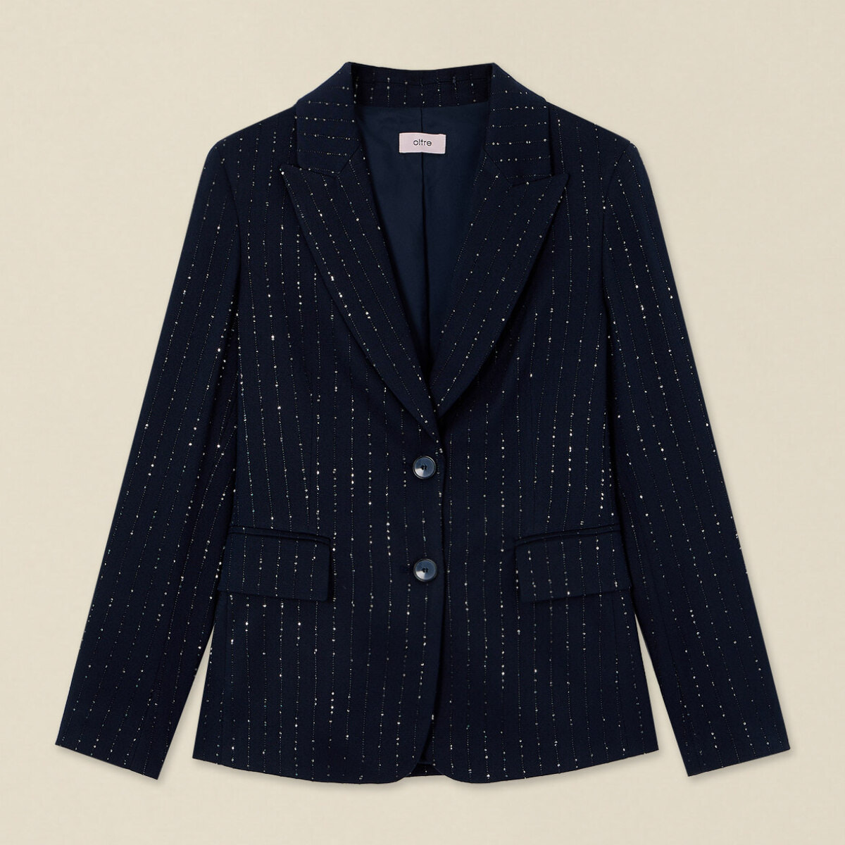 Oltre - Blazer in flanella con micro cristalli - Blu