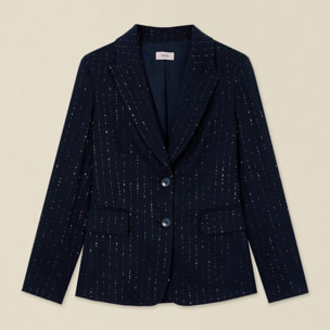 Oltre - Blazer in flanella con micro cristalli - Blu