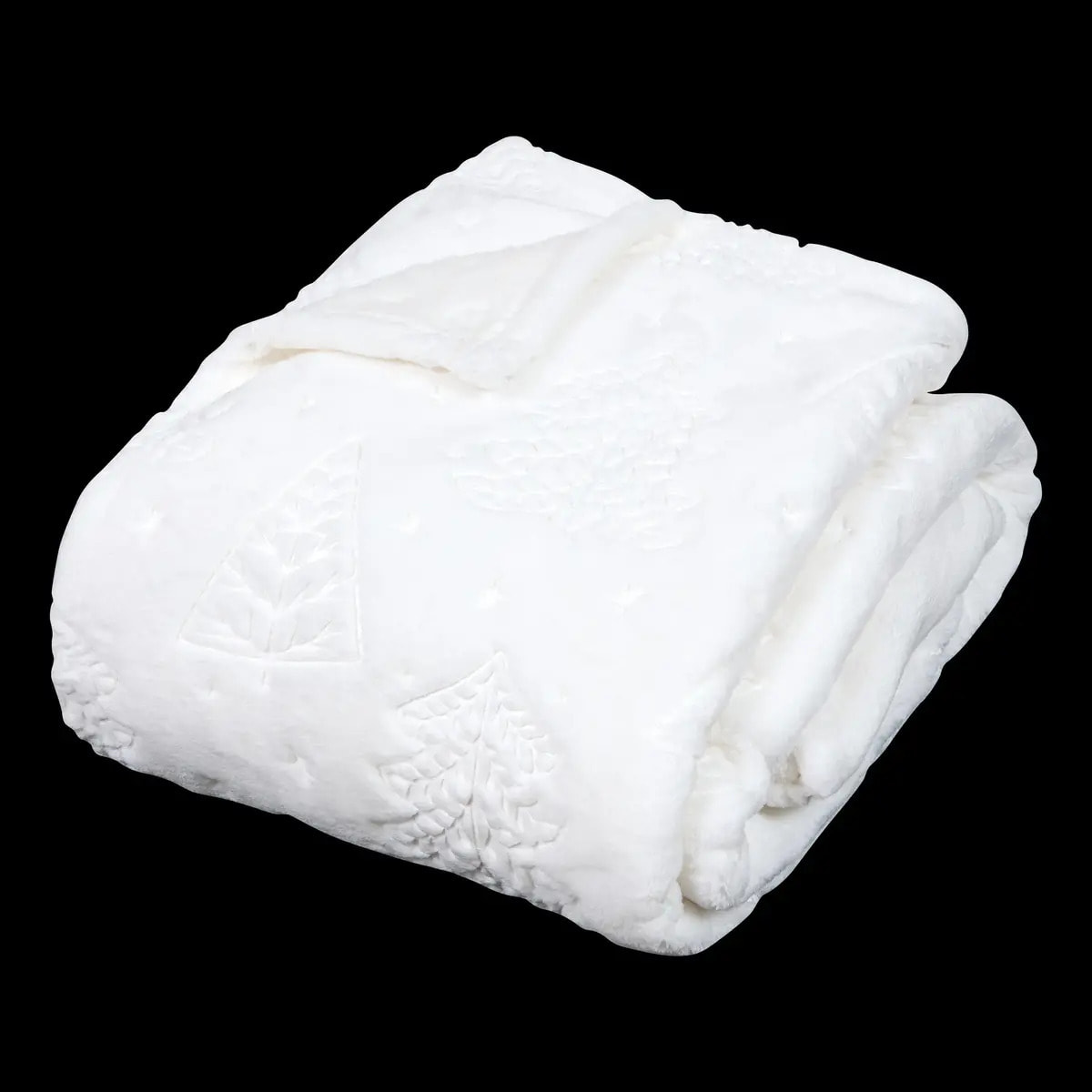 PLAID EMB SAPIN BLANC 130X180