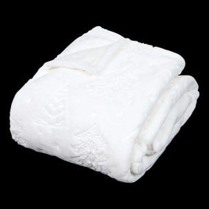 PLAID EMB SAPIN BLANC 130X180