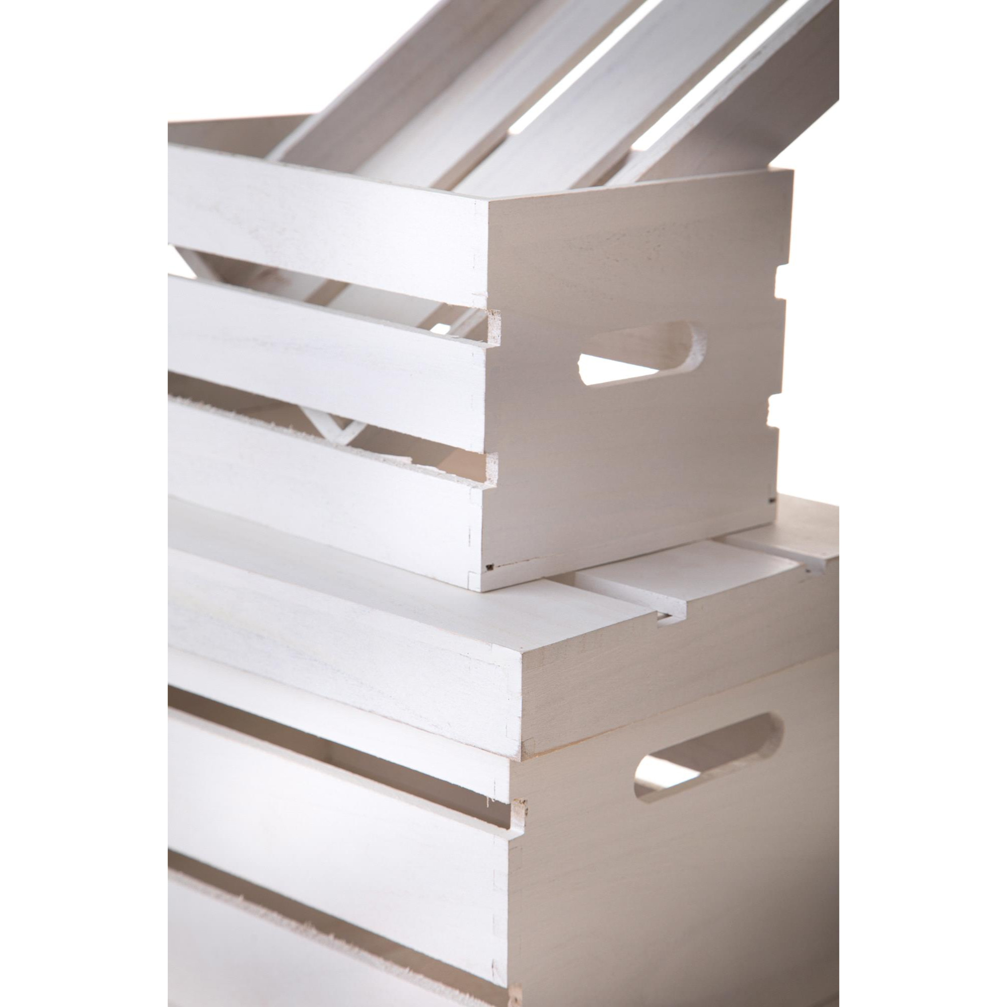 Set di 3 Cassetta in legno con coperchio. Larghezza 44 Cm - Pezzi 1 - 42X23,8X31cm - Colore: Bianco - Bianchi Dino - Decori Casa E Complementi