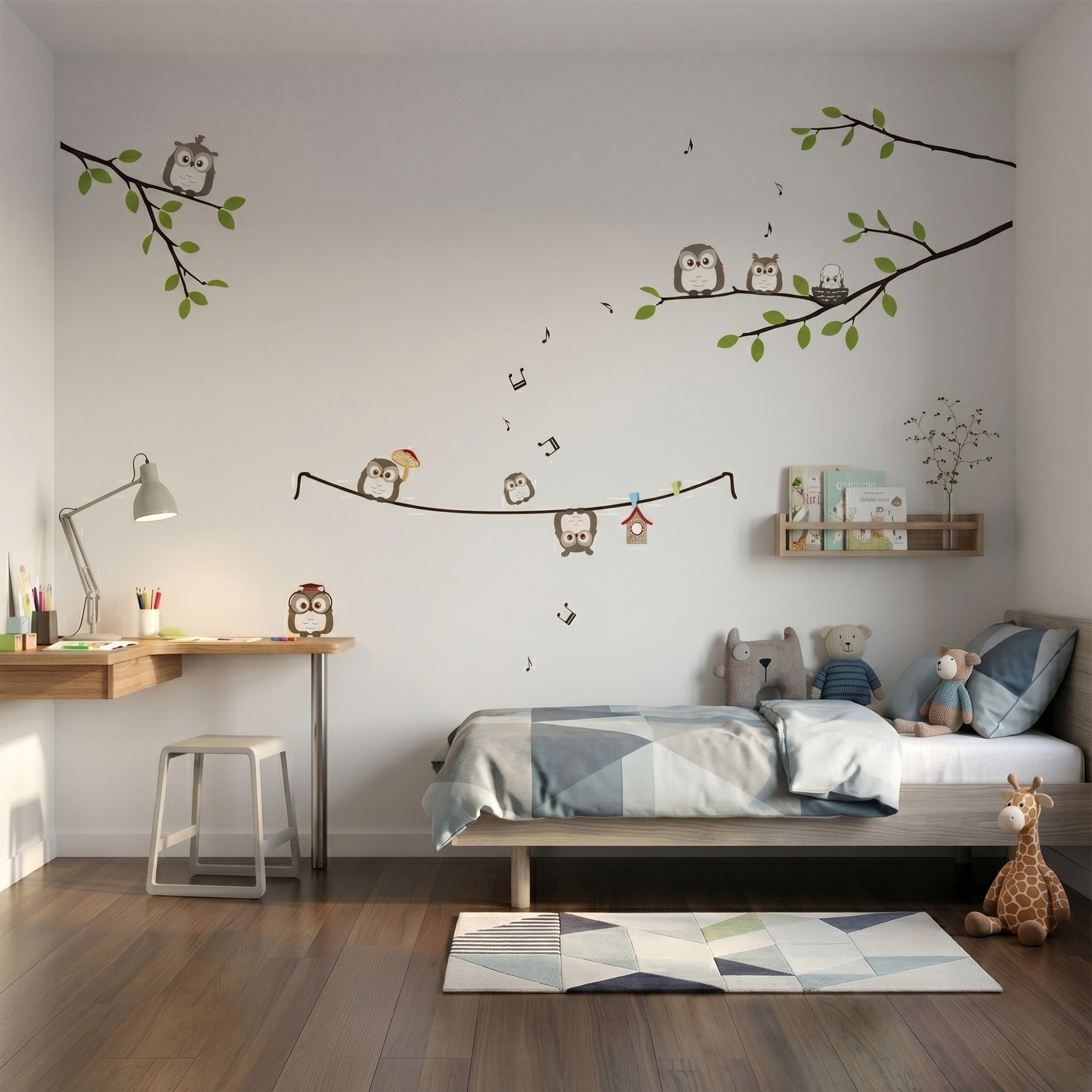 Stickers Muraux décoration adhésifs les hiboux sur des branches