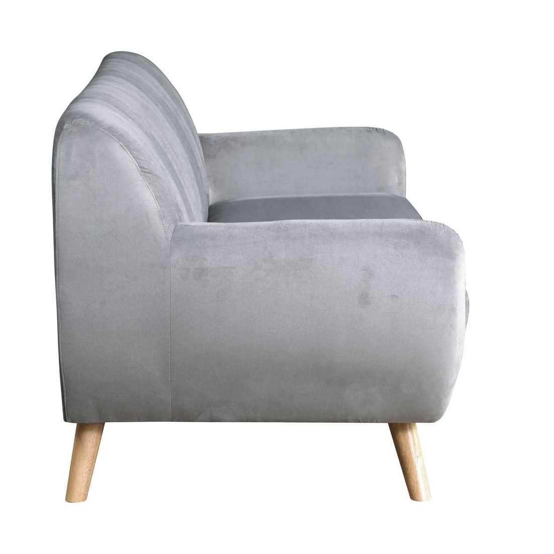 Canapé scandinave fixe en velours "Jarvis" - 3 places - Gris.