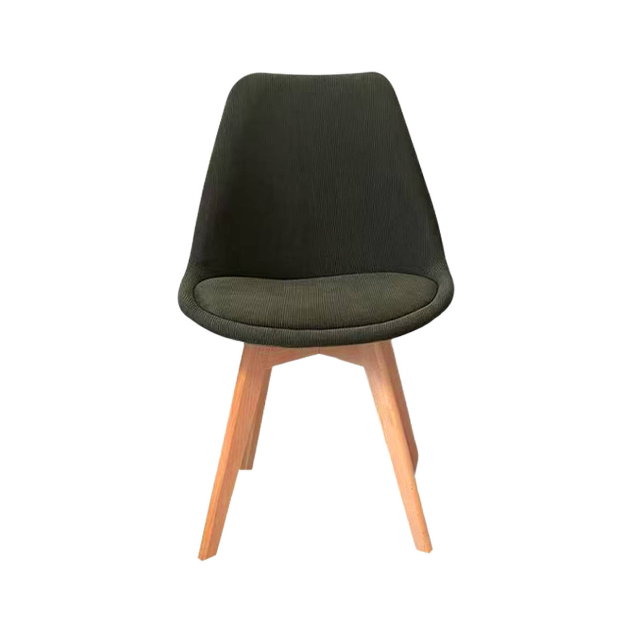 Lot de 4 chaises scandinaves revêtement velours côtelé kaki. pieds bois de hêtre - Nils