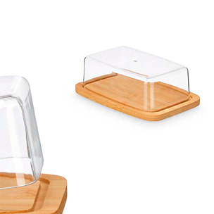 Mantequillera con cubierta con base de bambu.