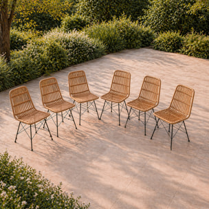 Lot de 6 chaises en résine tressée effet rotin JAGNA