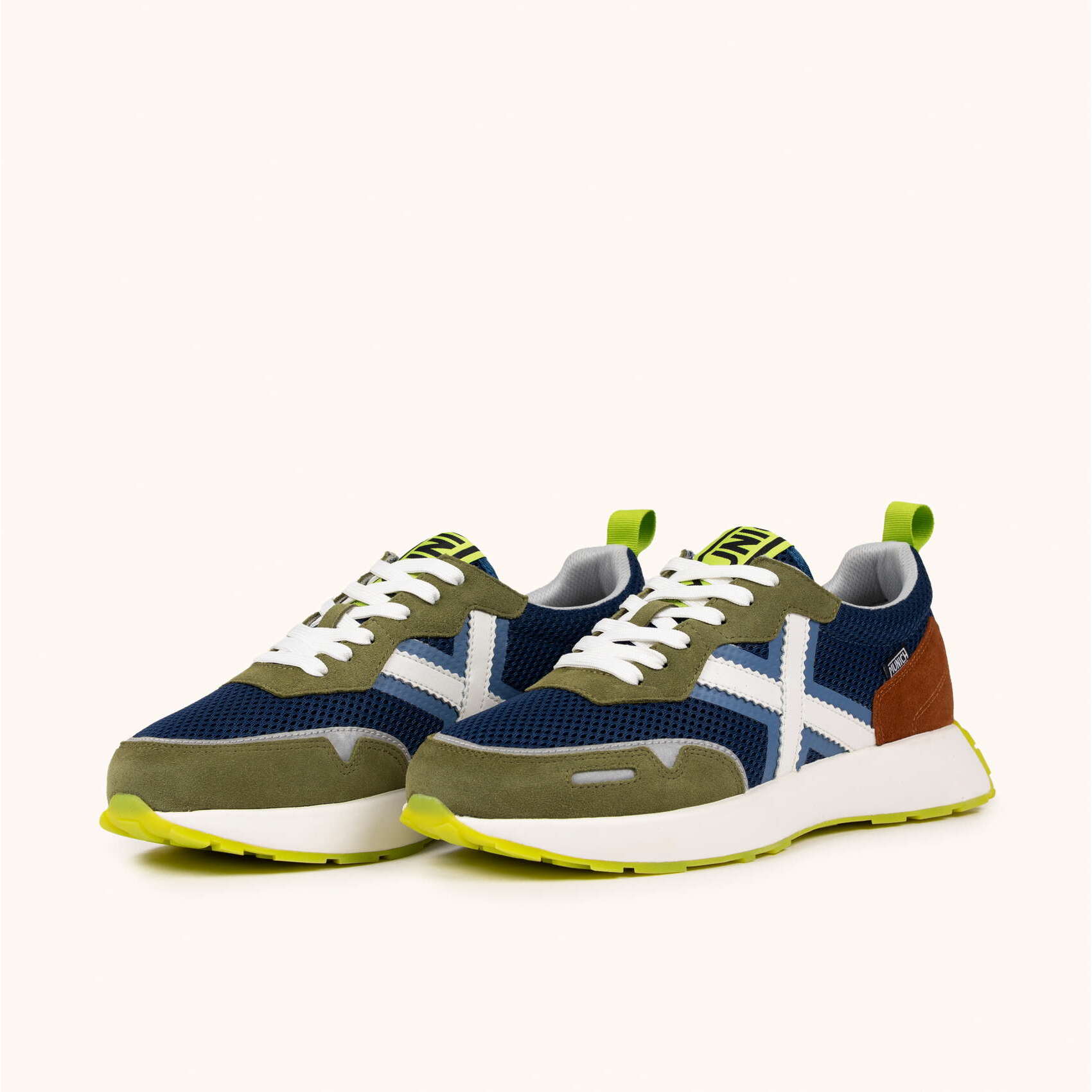 Sneakers Diseño Elegancia Deportiva Azul, Verde y Marrón MUNICH XEMINE 101