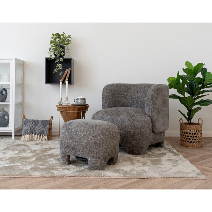 Olbia - pouf - en tissu texturé - Taupe