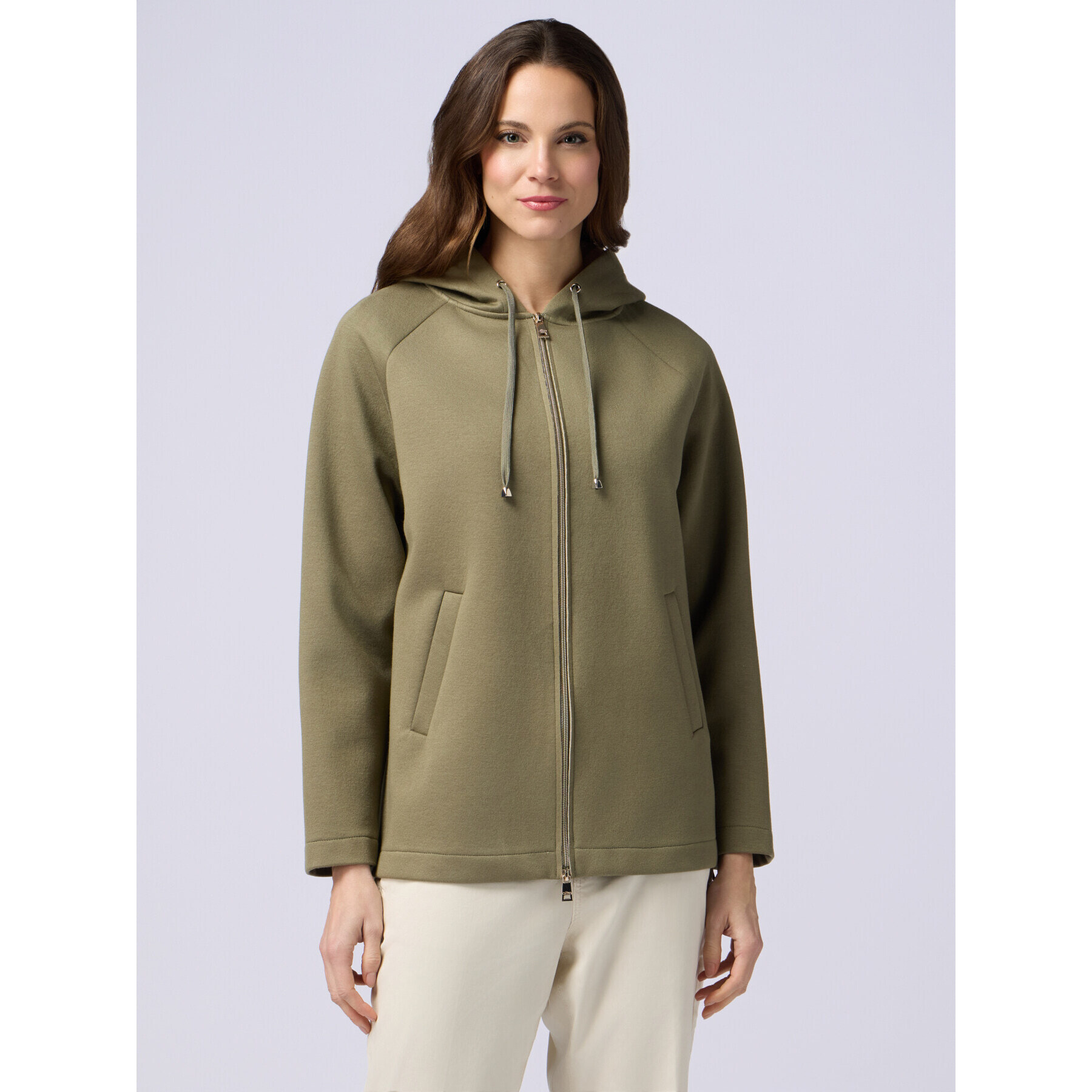 Oltre - Chaqueta sudadera en tejido scuba - Verde militare