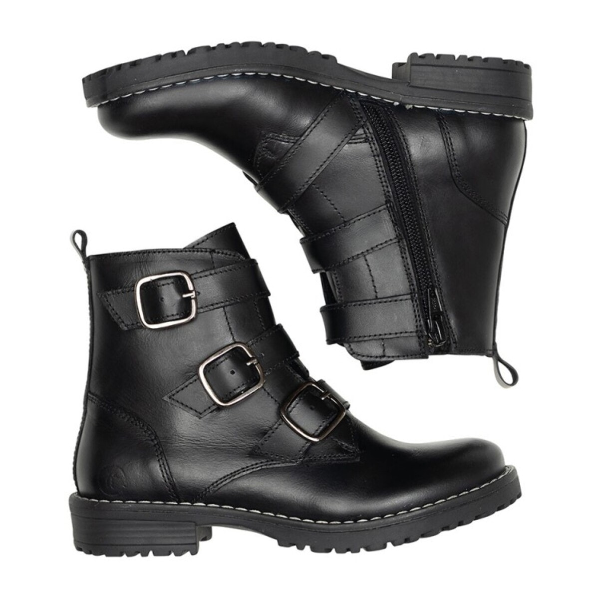 Botin   tres hebillas - vi moda-  100% piel