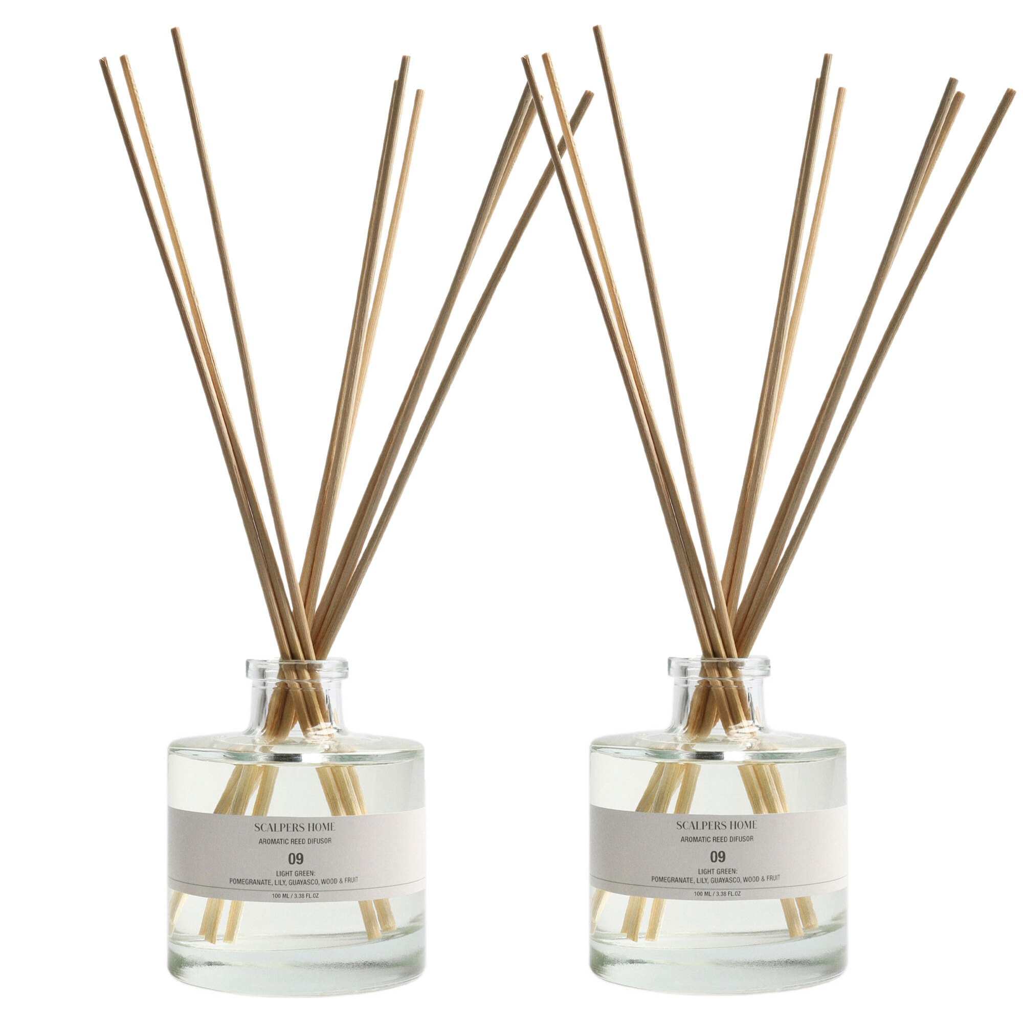 Set de 2 difusores mikado de 100ml aroma light green scalpers