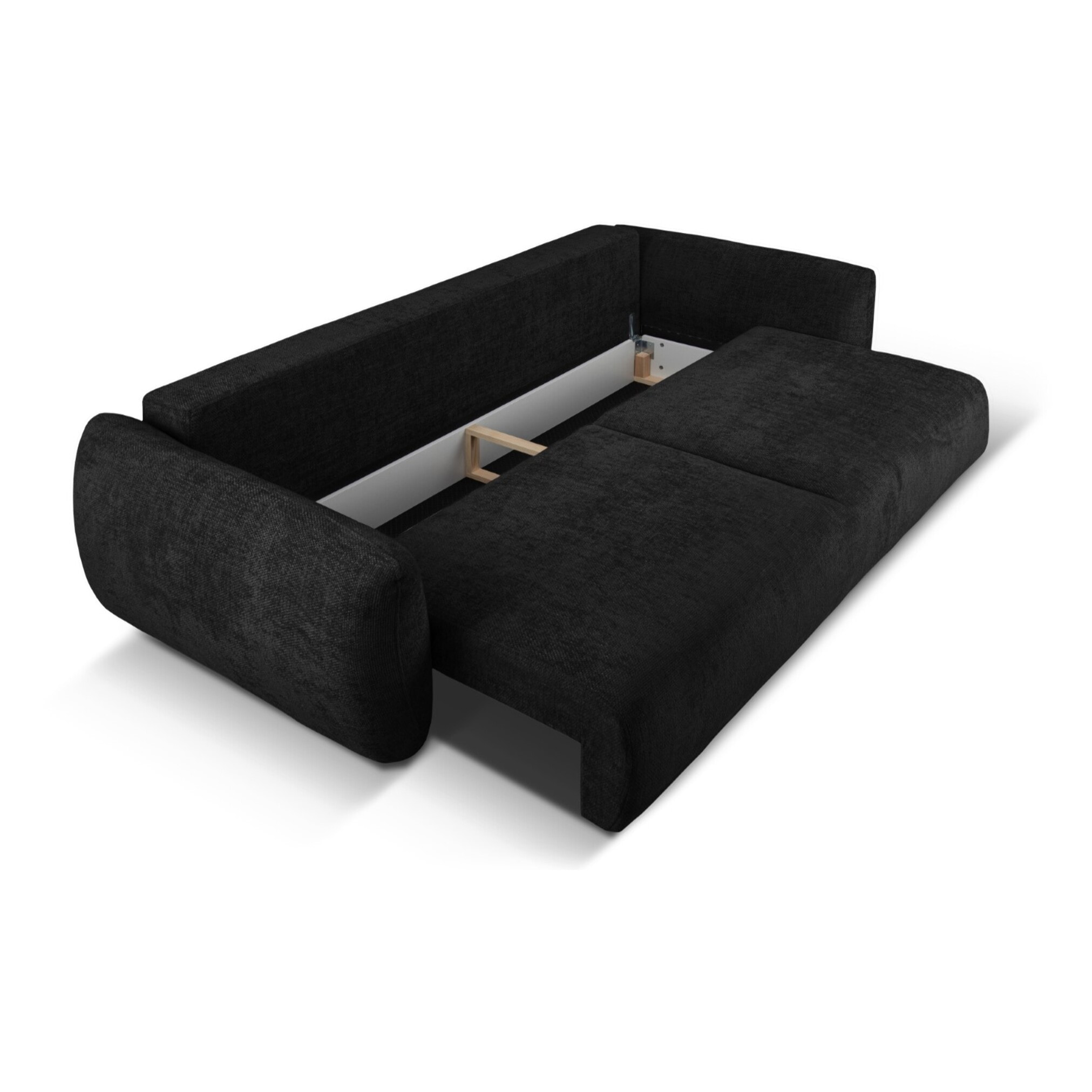 Canapé convertible avec coffre de rangement "Matera" 3 places en chenille noir