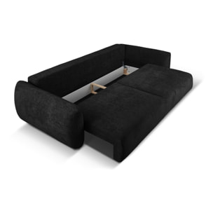 Canapé convertible avec coffre de rangement "Matera" 3 places en chenille noir