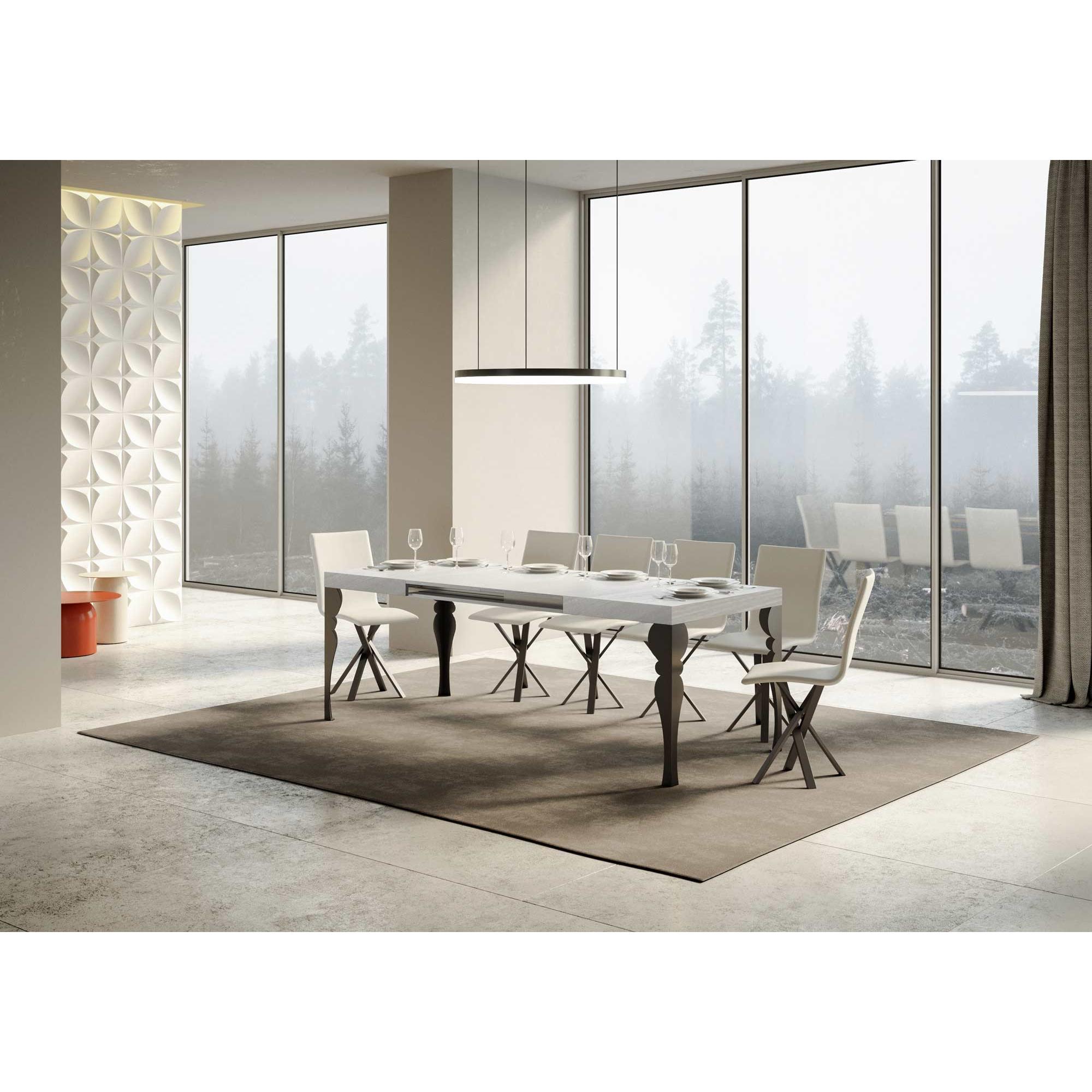 Tavolo allungabile 90x120/224 cm Paxon Bianco Frassino telaio Antracite