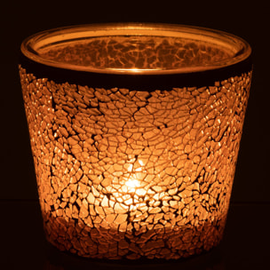 J-Line bougeoir Mosaïque Conique - verre - rose