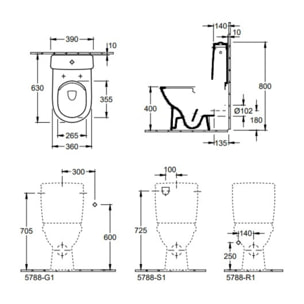 WC à poser compact sans bride O.novo avec abattant