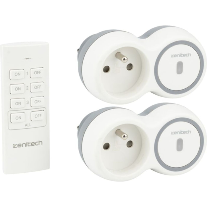 Multiprise ZENITECH 2 prises télécommandées 2300W + remote