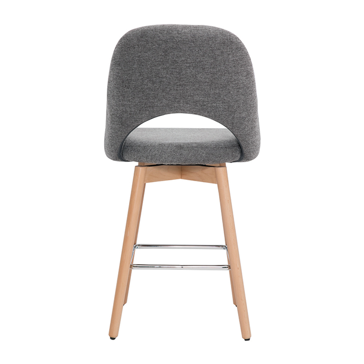 Tabourets de bar scandinaves tissu effet velours texturé gris et hévéa massif 65 cm (lot de 2) COSETTE