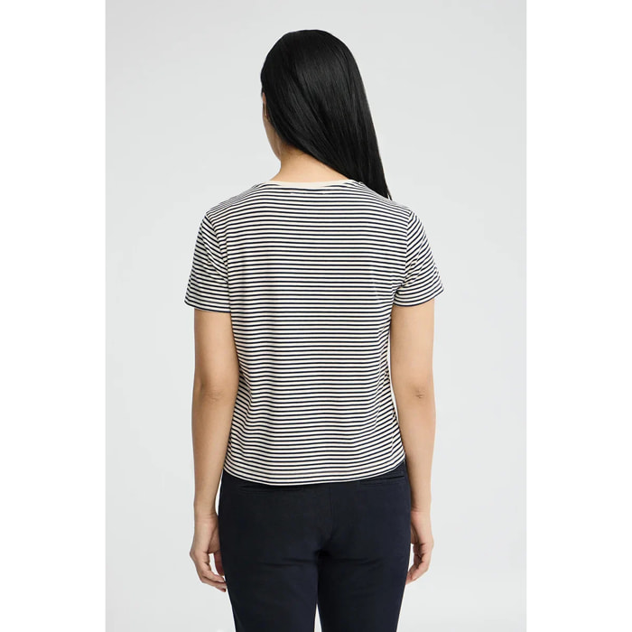 Maglietta a righe blu marino ed ecrù dal fit regular con ricamo Rigby Go