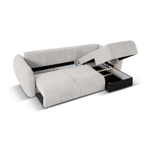 Canapé d'angle droit convertible avec coffre de rangement "Matera" 4 places en chenille gris clair