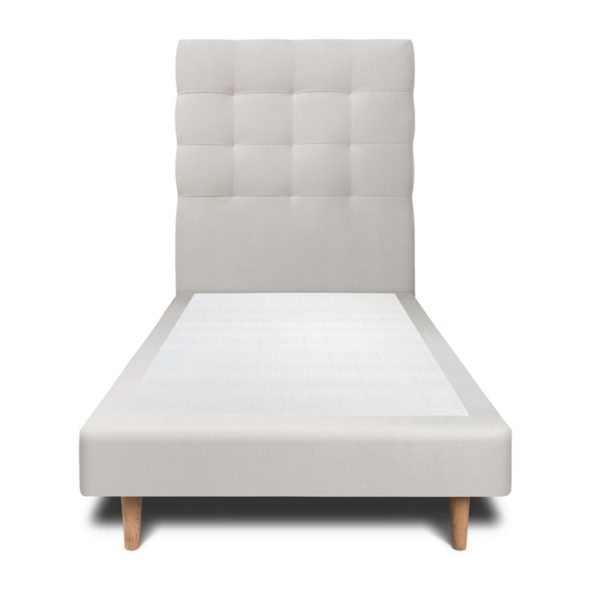 Lit avec tête de lit capitonnée velours et sommier tapissier Ep14