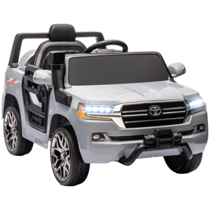 Coche Eléctrico para Niños de +3 Años Toyota LAND CRUISER Coche Eléctrico con Batería 12V Mando a Distancia Faros Bocina Arranque Suave y Música MP3 Gris