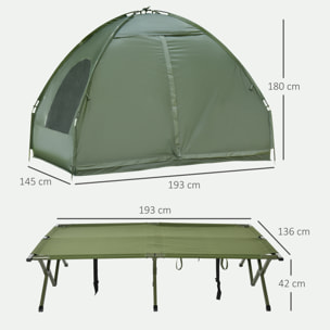 Outsunny Cama Doble de Camping Plegable con Tienda de Campaña Colchón Hinchable