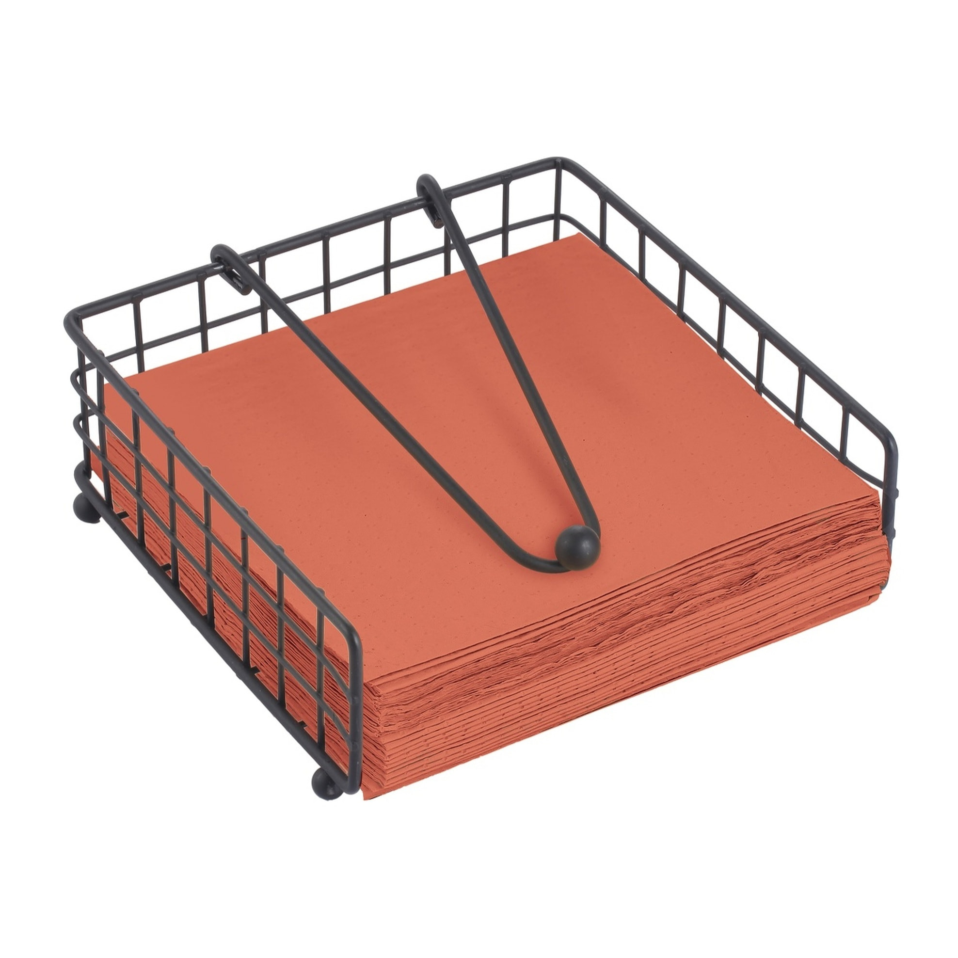 Servilletero de metal y bambú en color negro