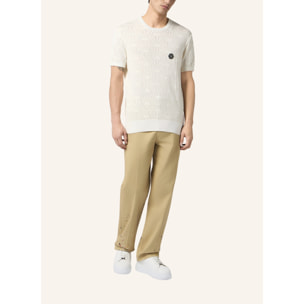 PHILIPP PLEIN Round Neck T-Shirt Openwork Monogram